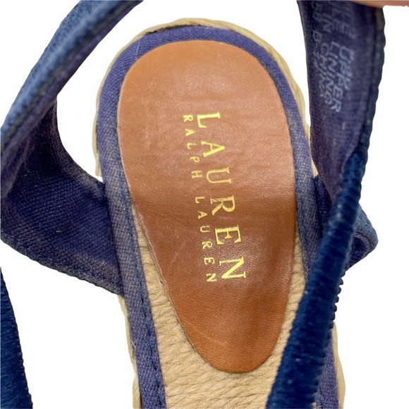 Lauren Ralph Womens 9.5B Espadrille Wedge Navy Blue Sandal Close Toe Sling Back - Picture 5 of 9